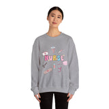 Nurse Medical Icons Crewneck Sweatshirt – Cute Nurse Graphic Pullover