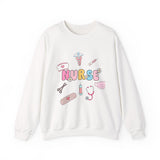 Nurse Medical Icons Crewneck Sweatshirt – Cute Nurse Graphic Pullover