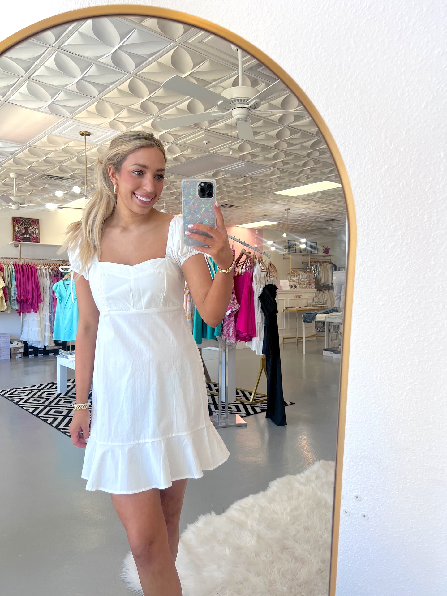 WHITE POPLIN BABYDOLL DRESS