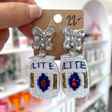 MILLER LITE BEADED EARRINGS