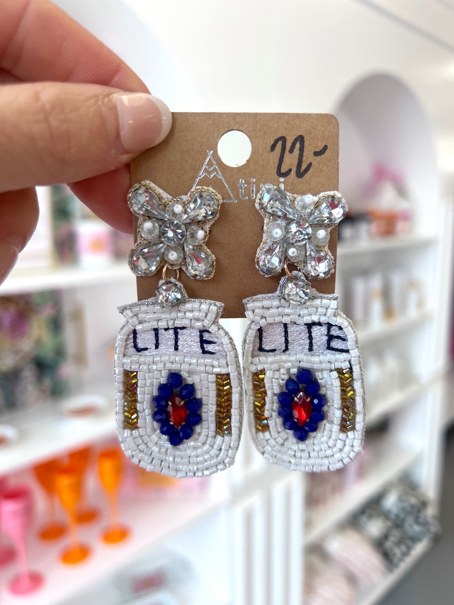 MILLER LITE BEADED EARRINGS