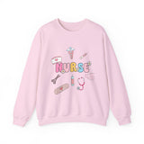Nurse Medical Icons Crewneck Sweatshirt – Cute Nurse Graphic Pullover
