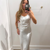 LBK SILVER CHIC SATIN MAXI DRESS