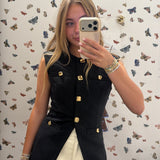 LBK BLACK GOLD DETAIL VEST TOP