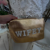 GOLD METALLIC WIFEY COSMETIC BAG