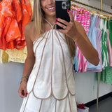 BROWN & WHITE SCALLOPED SET