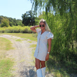 OATMEAL BUTTON UP T SHIRT DRESS