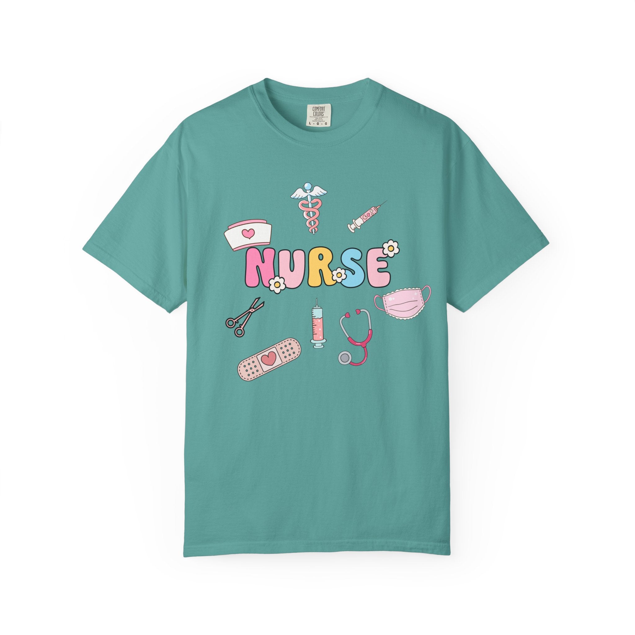 Nurse Cute Icons T-Shirt | Pastel Medical Graphic Tee for Nurses