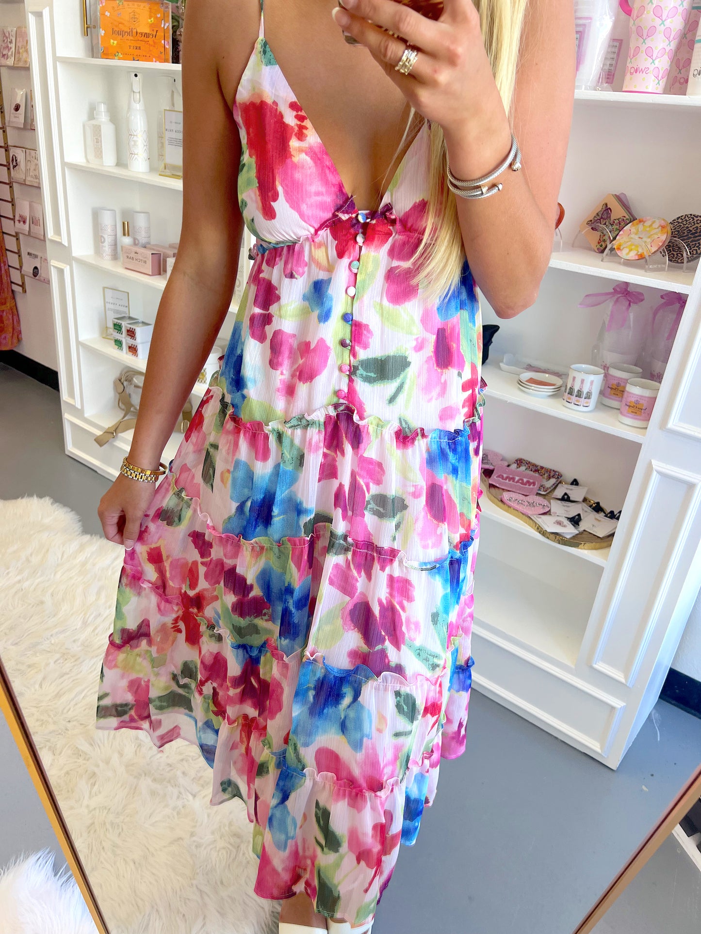 FLORAL BUTTON UP MIDI DRESS