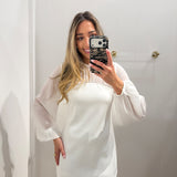 LBK WHITE SHEER PUFF MINI DRESS