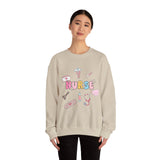 Nurse Medical Icons Crewneck Sweatshirt – Cute Nurse Graphic Pullover