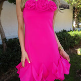 FUCHSIA ROSE BUBBLE MINI DRESS