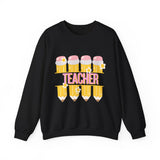 Teacher Pencil Crewneck Sweatshirt | Cute Pink & Yellow Teacher Appreciation Gift