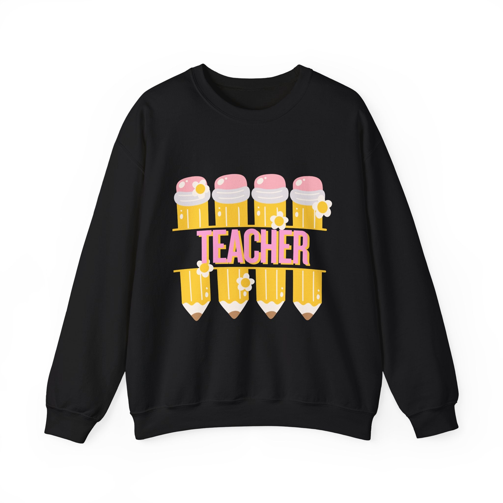 Teacher Pencil Crewneck Sweatshirt | Cute Pink & Yellow Teacher Appreciation Gift