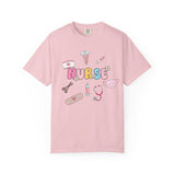 Nurse Cute Icons T-Shirt | Pastel Medical Graphic Tee for Nurses