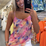 MULTI COLOR RUFFLE TANK