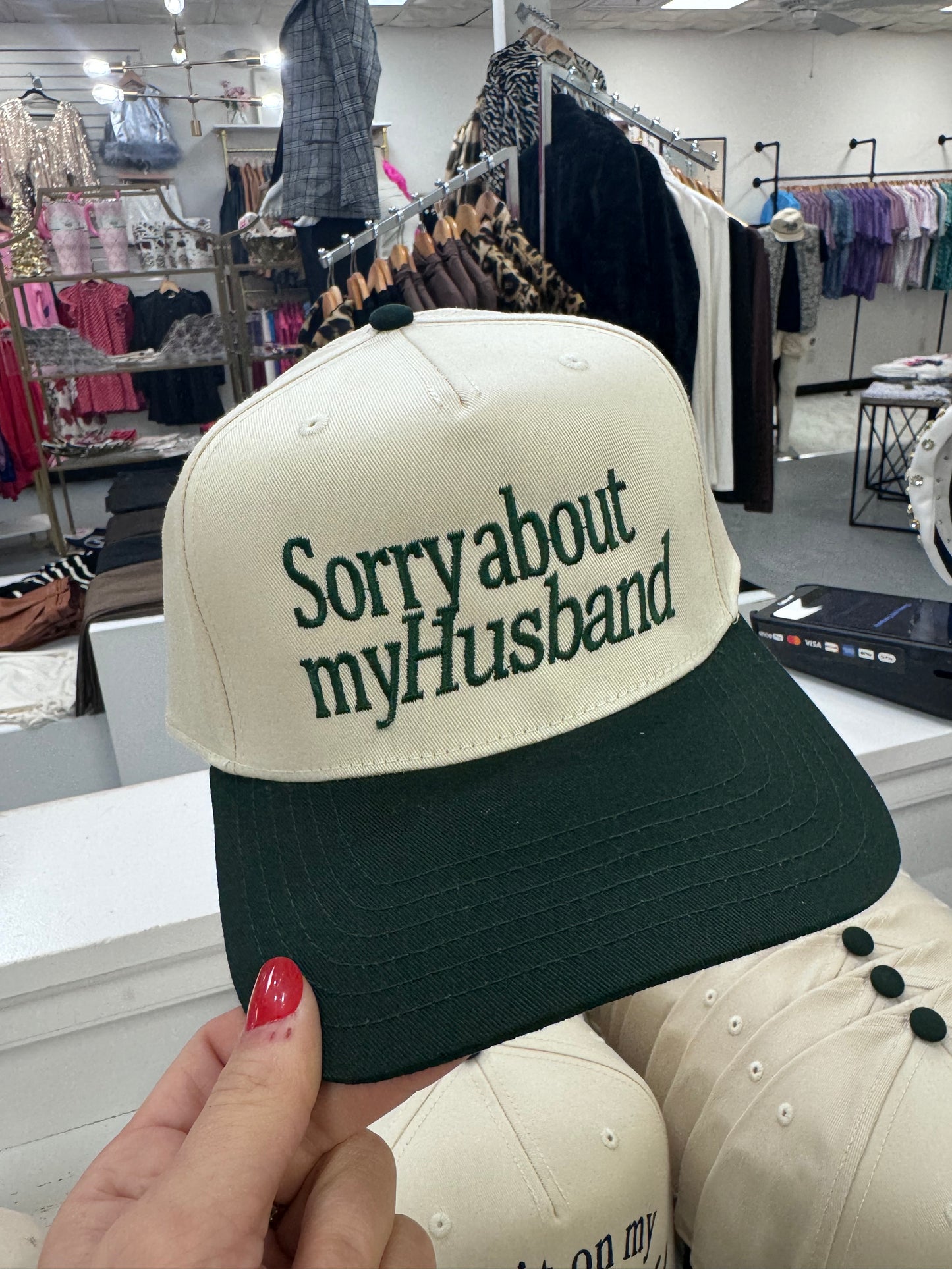 SORRY ABOUT MY HUSBAND GREEN HAT