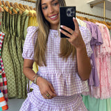 Lavender Checkered Ruffle Set