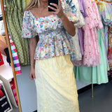 FLORAL PRINT PUFF SLEEVE TOP