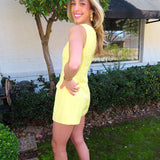 YELLOW SLEEVELESS DETAIL ROMPER