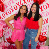 Pink Houndstooth Button Set