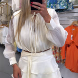 IVORY TIE MIDI RUFFLE SET