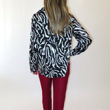 ZEBRA PRINT BUTTON UP BLOUSE