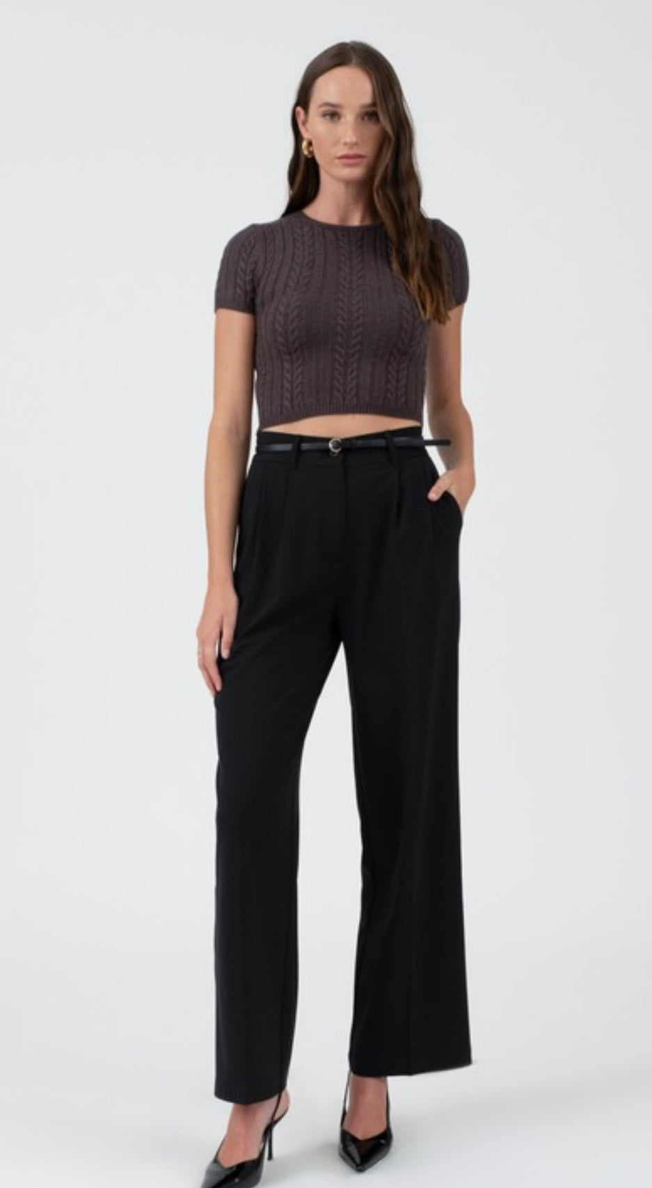 BLACK HIGH WAISTED PLEATED DRESS PANTS