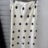 Cream Polka Dot Satin Skirt