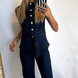 DENIM VEST + PANTS SET