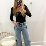 LBK STAR MID RISE STRIGHT DENIM PANTS