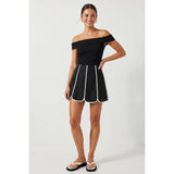 Shell Panel Linen Skort: Off White / L