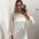 LBK WHITE SHEER PUFF MINI DRESS