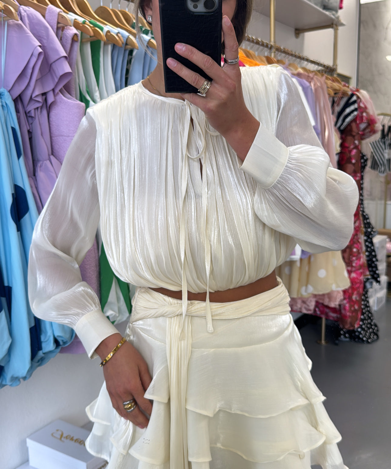 IVORY TIE MIDI RUFFLE SET