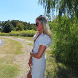 OATMEAL BUTTON UP T SHIRT DRESS