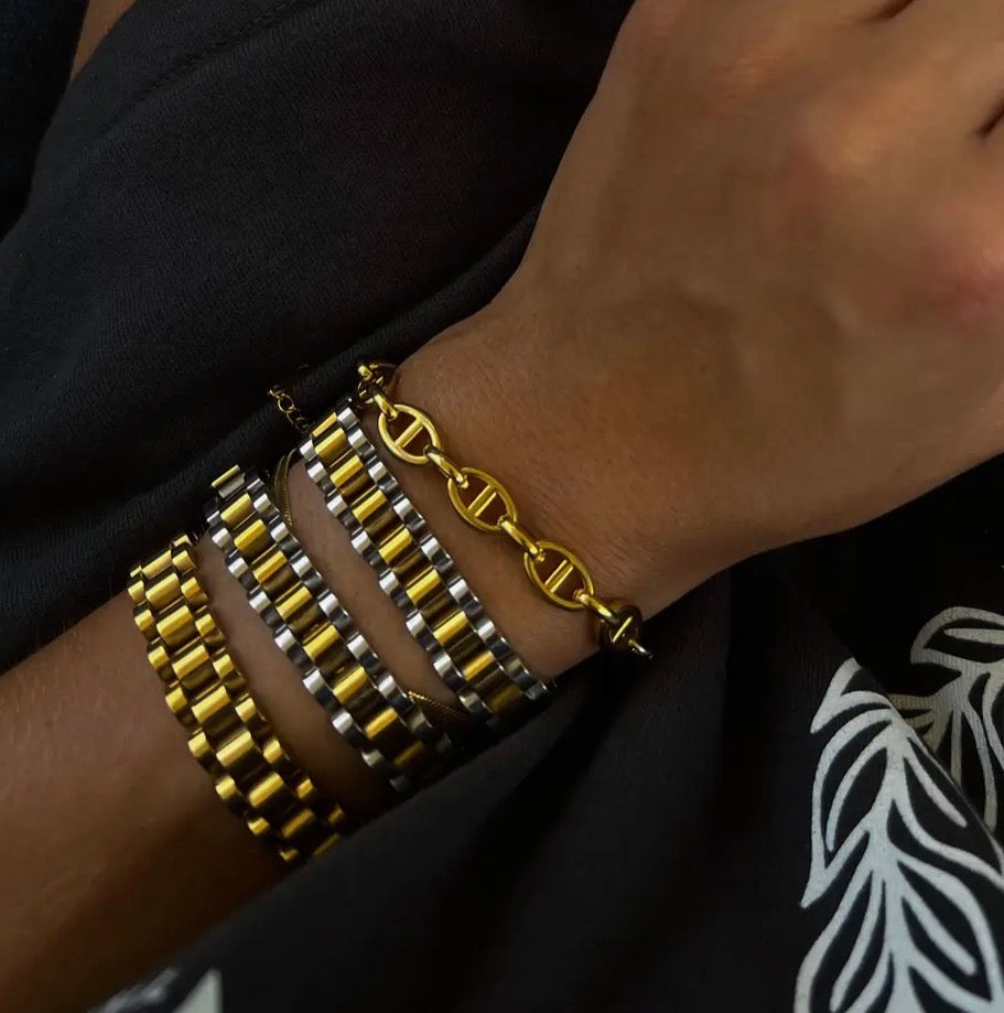 Thin Gold Watch Band Bracelet