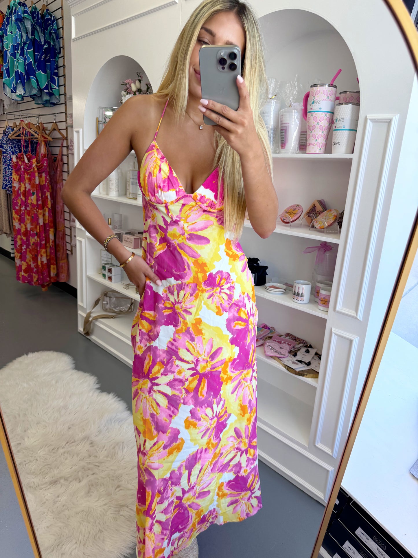 FLORAL CRISS CROSS MAXI DRESS