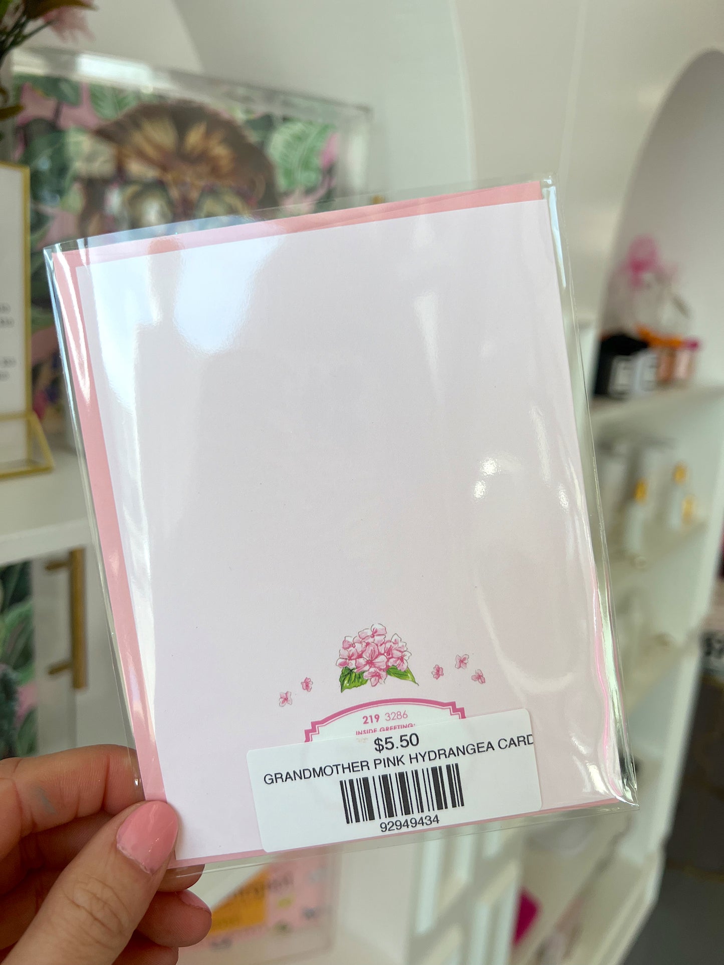 GRANDMOTHER PINK HYDRANGEA CARD