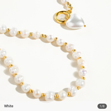 WHITE CLASSIC PEARL HEART NECKLACE