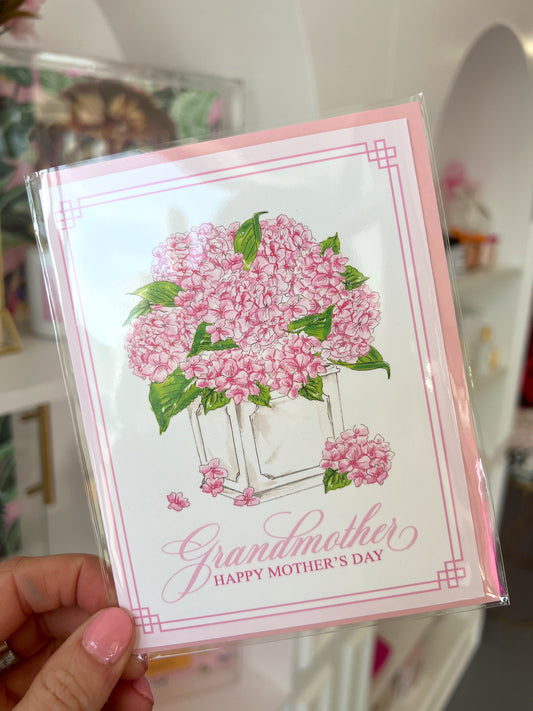 GRANDMOTHER PINK HYDRANGEA CARD