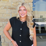 BLACK GOLD BUTTON KNIT VEST