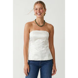 Tailored Long Satin Tube Top: Light Tan / S-M-L(3-2-1)