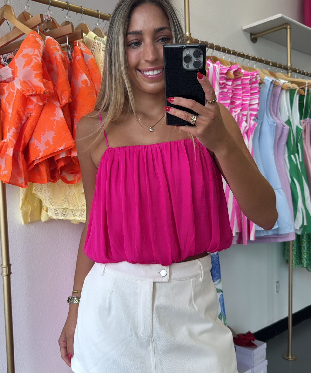 HOT PINK BUBBLE TANK TOP
