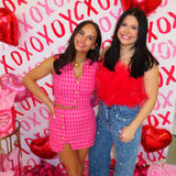 Pink Houndstooth Button Set