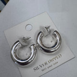 SILVER DIPPED CHUNKY HOOP EARRINGS