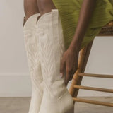 WHITE EMBROIDERY WESTERN BOOTS