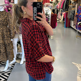 RED/ BLACK OVERSIZED BUTTON DOWN