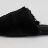 BLACK FUR SLIPPERS