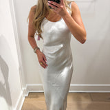 LBK SILVER CHIC SATIN MAXI DRESS
