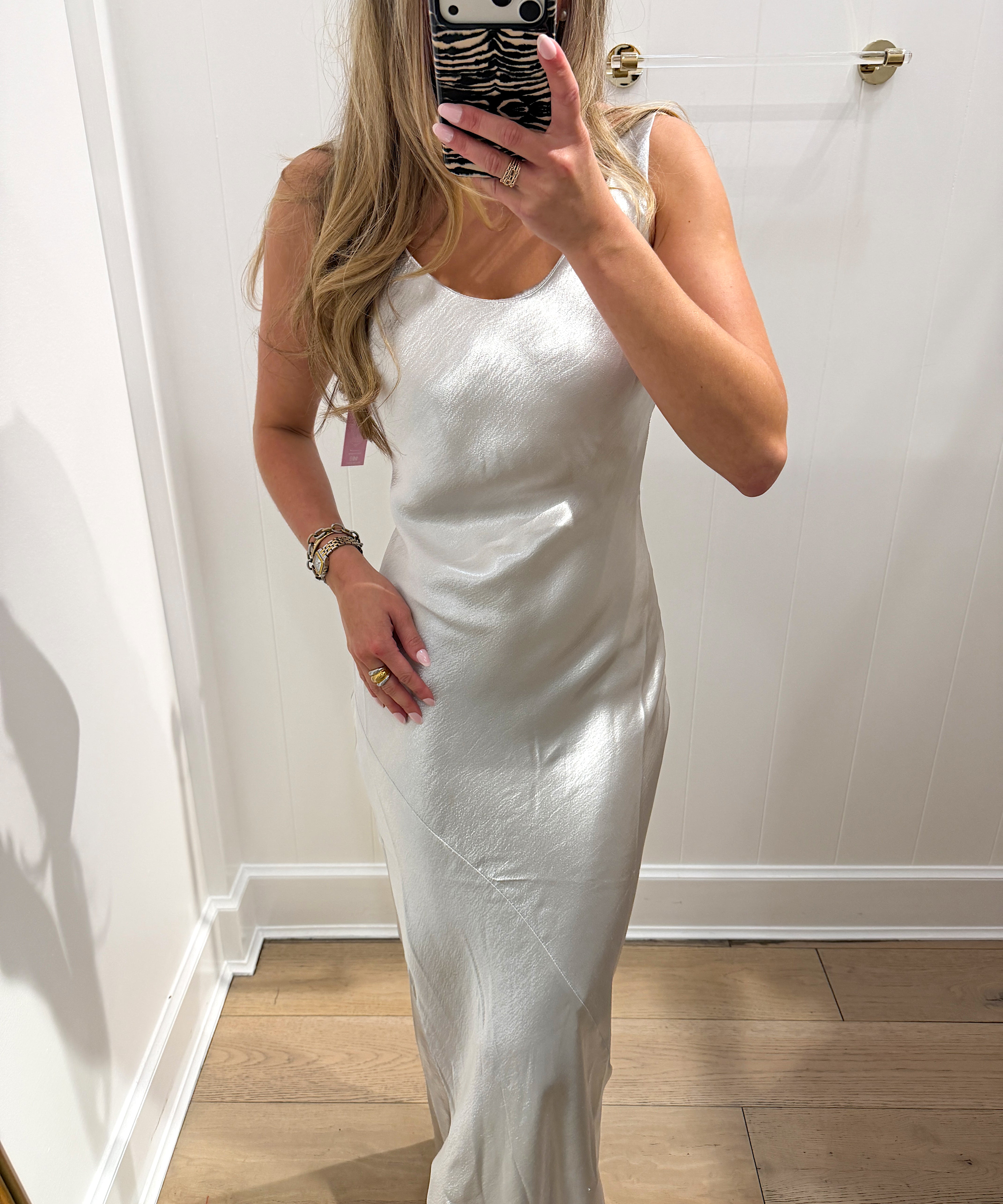 LBK SILVER CHIC SATIN MAXI DRESS
